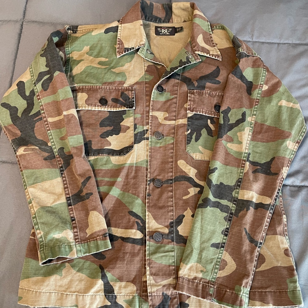 RRL Ralph Lauren Military Inspired Ripstop Camo Overshirt Workshirt-MEN-S